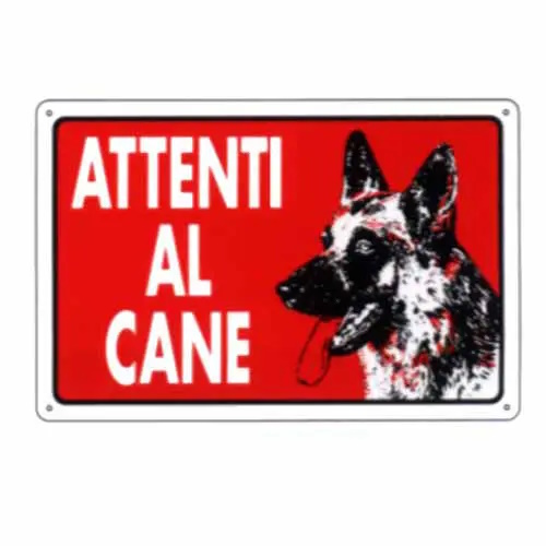 CARTELLO ATTENTI AL CANE ALLUMINIO